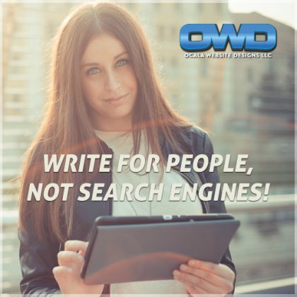 WOMAN ON TABLET - WRITE FOR PEOPLE NOT SEARCH ENGINES