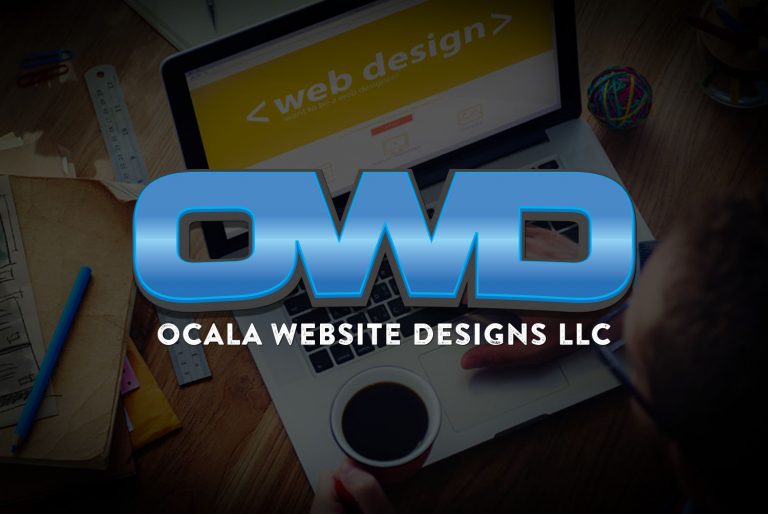 LAPTOP IMAGE WITH OWD LOGO OCALA WEBSITE DESIGNS LOGO OVER LAPTOP