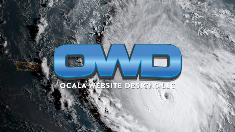 AERIAL PHOTO OF HURRICANE WITH OCALA WEBSITE DESIGNS LLC LOGO