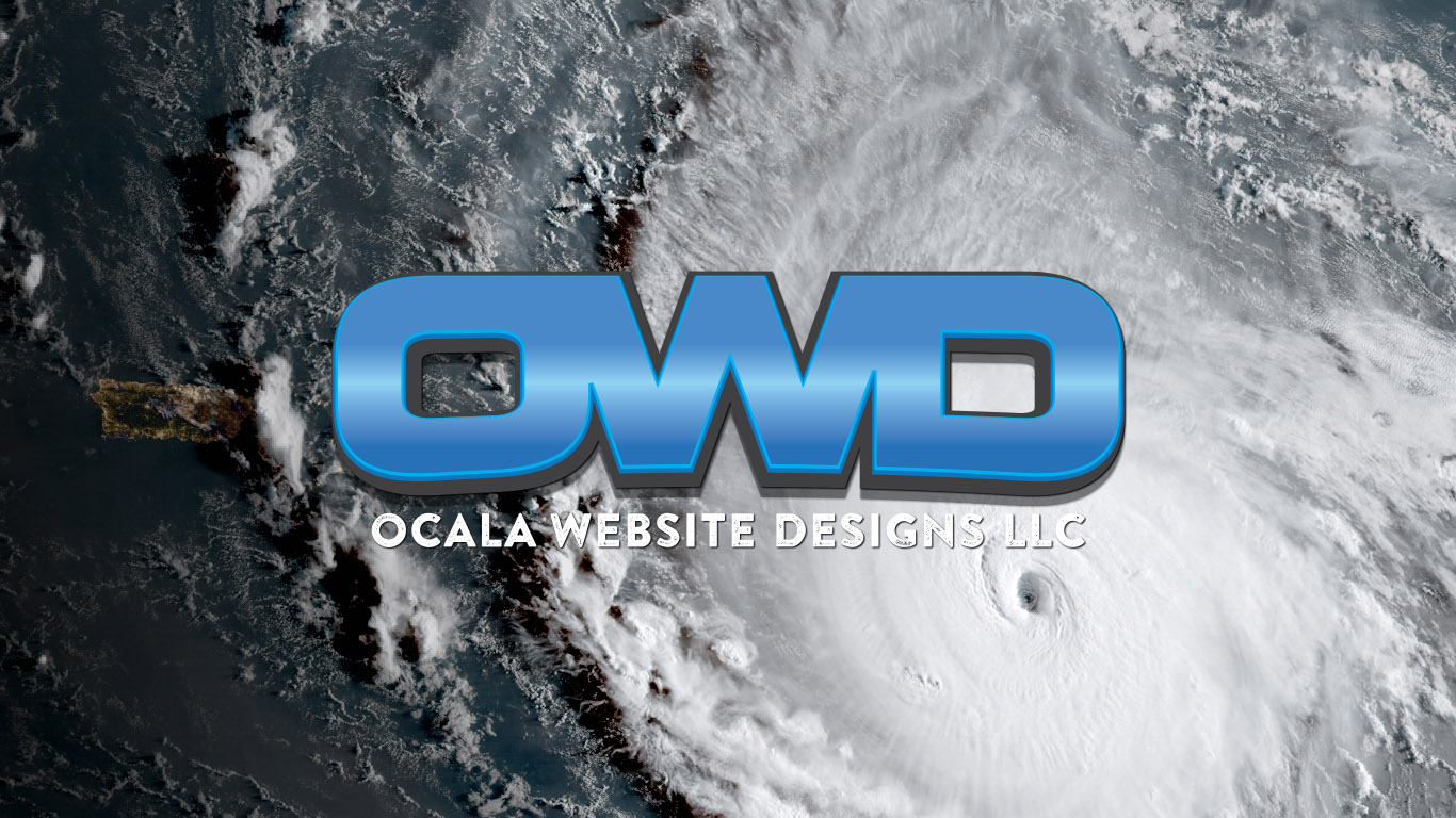 AERIAL PHOTO OF HURRICANE WITH OCALA WEBSITE DESIGNS LLC LOGO