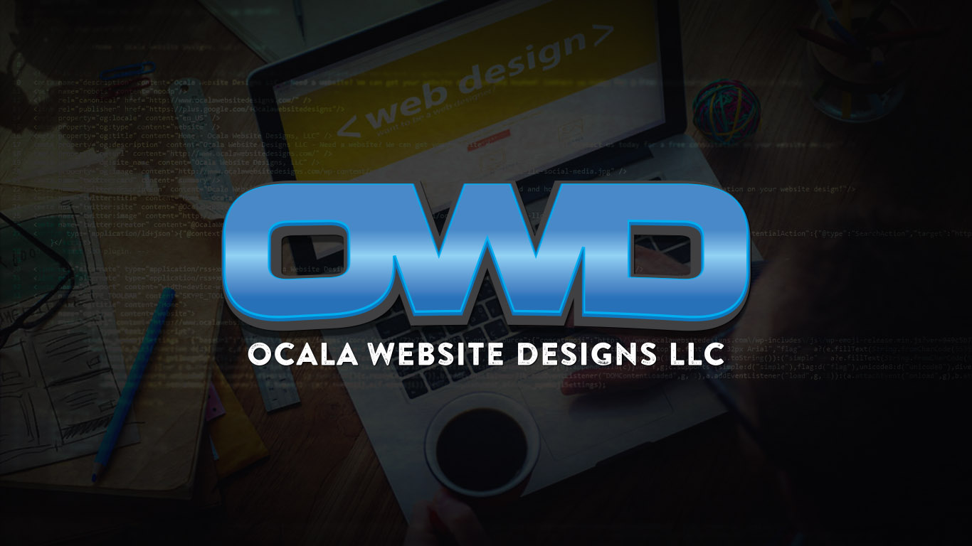 DARK IMAGE OF LAPTOP WITH OCALA WEBSITE DESIGNS LOGO OVERLAY OCALA WEBSITE DESIGNS LOGO DEFAULT IMAGE